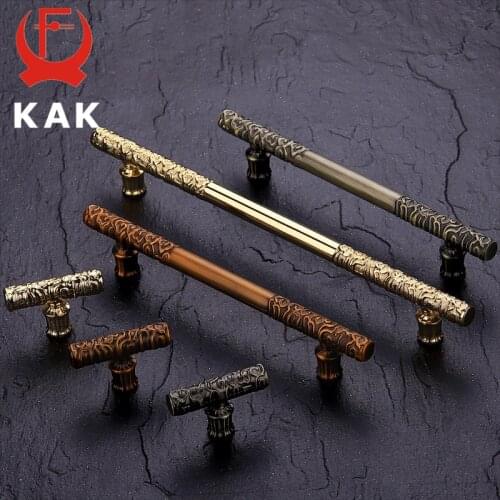 KAK Vintage Antique Bronze Cabinet Handles Chinese Style Furniture Handle Drawer Knobs Wardrobe Door Pulls Furniture Hardware
