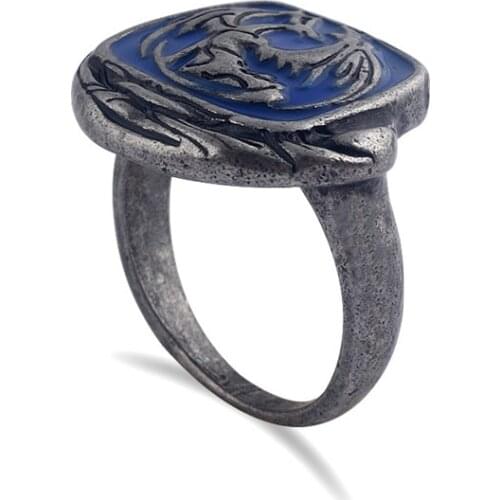ZRM Dark Souls III Ring Men Women Blue Enamel Dragon Badge Rings Game Jewelry Fans' Souvenir seal Ring Jewelry
