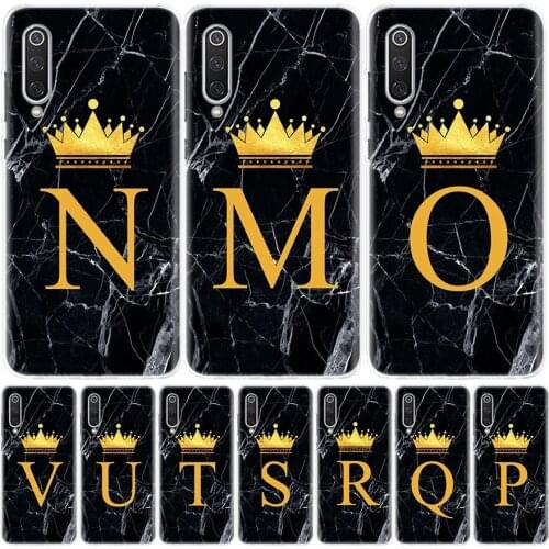 Crown Custom 26 Letter M Phone Case for Xiaomi Redmi Note 10 9S 9 8T 9 8 7 7A 8A 9A 9C 6A 6 S2 K20 S30 Pro Fashion Cover Capa