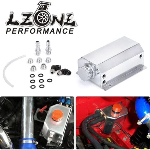 LZONE - Universal 2L Alloy Engine Oil Fuel Gas Catch Can Breather Tank Bottle Coolant Radiator Overflow Tank JR-TK55S