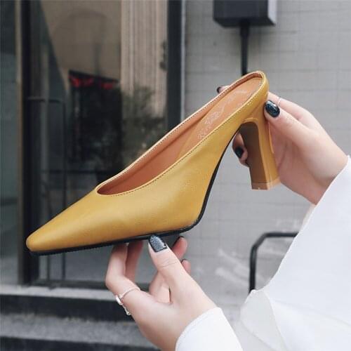 MILI-MIYA Mature Pointed Toe Pumps Mules Slingback High Heels Office Ladies Sandals Solid Colors Fashion Slippers Large Size 46