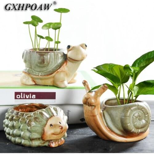 Lovely Animal Flower Pots Home Decoration Art Green Dill Hydroponics Desktop Coins Plants And Grass Decoration Small Ornaments