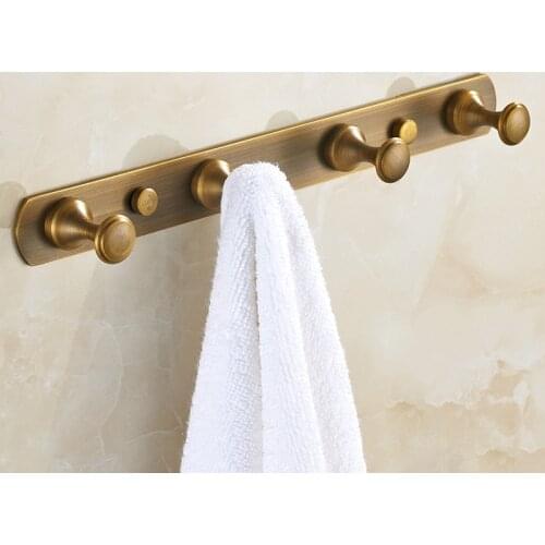 Fashion Quality Antique Brass Brushed Bathroom Robe Hooks Kitchen Hanger Bathroom Accessories 3-5Hooks Cat Hanger