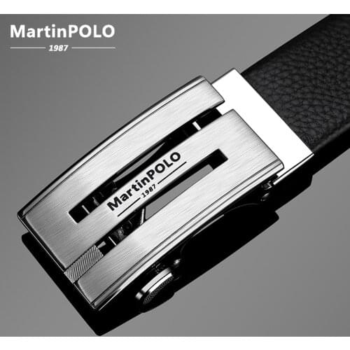 MARTINPOLO Leather Brand Belts Luxury Mens Belts Automatic Buckle Fashion Belts for Men Business Popular Male Leather MP4301P