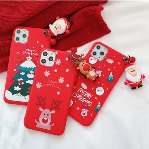 3D Doll Cartoon Christmas Santa Claus Reindeer Tree soft Phone Case for iphone 11 12 Pro Max X XS XR 7 8 Plus SE 2020 cover gift