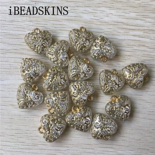 New arrival! 25X24mm 135pcs/lot clear with gold stripe heart shape Acrylic charm beads #00002 (Design as shown)