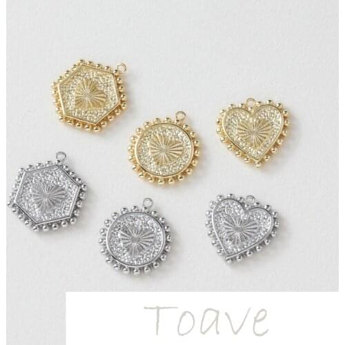 Gold-covered round beads orange round love hexagonal pendant diy hand-made earrings accessories