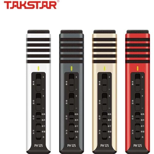 Takstar PH 125 Smart Phone Microphone Wired Handheld Cardioid Condenser Mic with Android or iOS System for Broadcast Karaoke PC