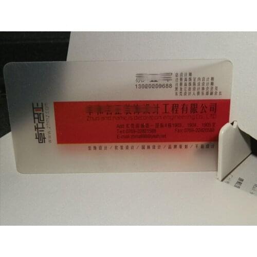 Transparent PVC plastic business card custom name visit business card printing,Full Color Frosted transparent business card