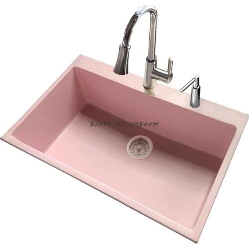 Pink Quartz Stone Sink Single Basin Bar Basin Island Basin Kitchen Undercounter Color Sink Sink Sink