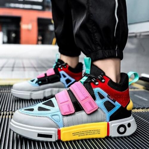 Net Red Fashion Color Matching Couple Shoes Mesh Breathable Fashion All-match Platform Catwalk Hip-hop Shoes Student Sneakers