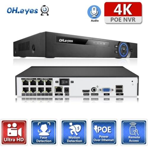 OH.eyes Ultra HD 8CH 4K POE NVR Network Video Recorder NVR For POE IP Camera P2P Plug And Play
