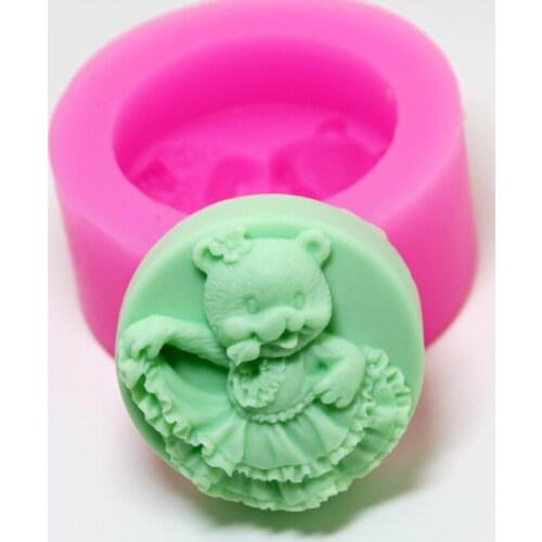 AM017 Dancer bear round shape silicone mold Handmade Soap Clay craft mold DIY decoration tools
