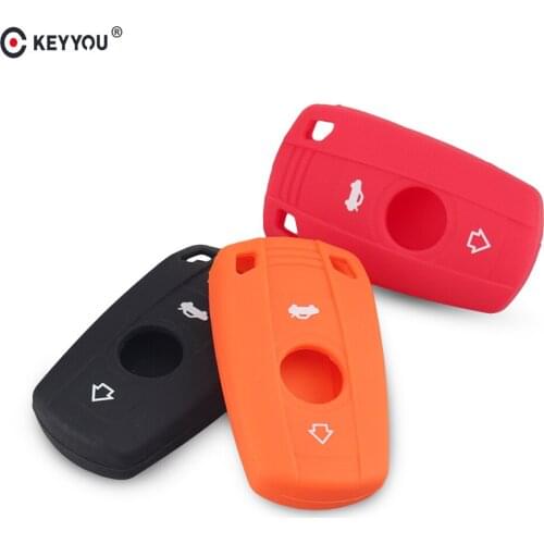 KEYYOU 3 Button Silicone Car Key Case For BMW 1 3 5 6 Series E90 E91 E92 E60 Remote Key Shell Case Smart Key Keyless Fob Cover