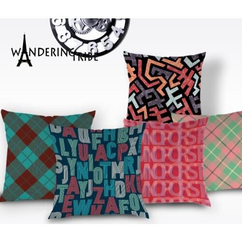 Nordic Geometric Throw Pillow Case Vintage Stripe Decor Cushion Cover Letter Abstract Home Decorative Bed Cushions Cases Cojin