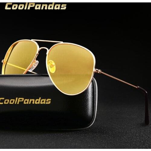 Pilot Aviation Yellow Night Vision Driving Sunglasses Men Women Goggles Glasses UV400 Glasses Driver Eyewear gafas de sol 3025