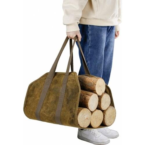 Storage Bag For Fire Pit Log Carry Totes Portable Outdoor Canvas Wood With Handles Heavy Duty Carrier Picnic Organizer