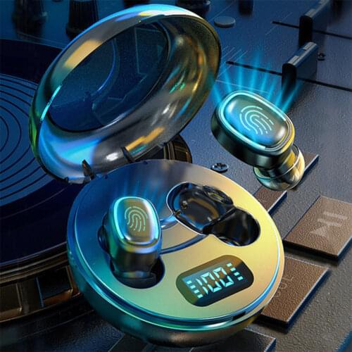 TWS Wireless Earphones Bluetooth-compatible 5.0 Mini Stereo Earbuds Sweatproof Sport Headset Led Display Earphones with Mic Case