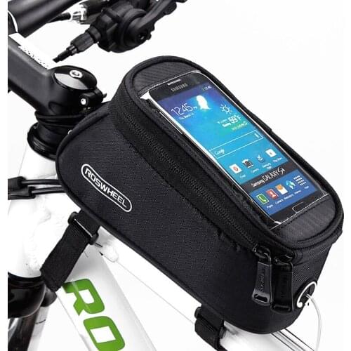 Bicycle Front Beam Bag Polyester Waterproof Upper Tube Bag Outdoor Riding Touch Screen Mobile Phone Bag Cycling Storage Bag