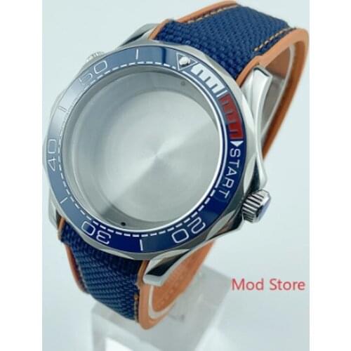 NEW 20ATM Water Resistant 41mm Blue/White/Red Ceramic Bezel Watch Case Sea-Master Style Fit ETA2824 PT5000 Automatic Movement