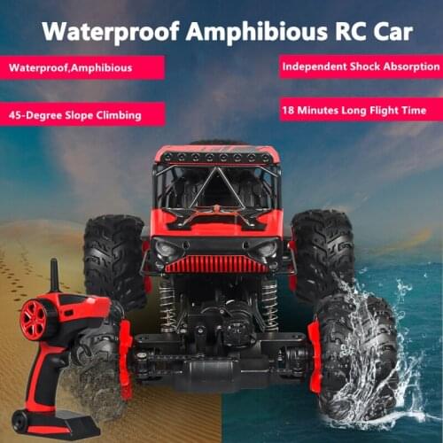 Waterproof Remote Control Off-road Vehicle 1:12 Scale Amphibious Climbing 18Minutes Endurance Charging 2.4G 4WD Alloy RC Car Toy