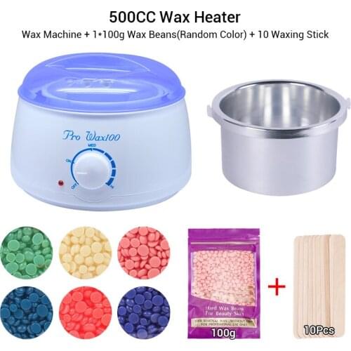 Hair Removal Wax Melts Machine Kit 500CC Pot Depilatory Wax Heater Machine Mini Wax Heater Set With 100g Or 200g Wax Beans