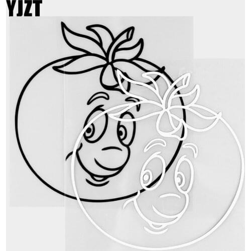 YJZT 11.1×11.8CM Cute Tomatoes Cartoon Car Stickers Vegetable Vinyl Decals Car Body Styling Black / Silver 20B-0377