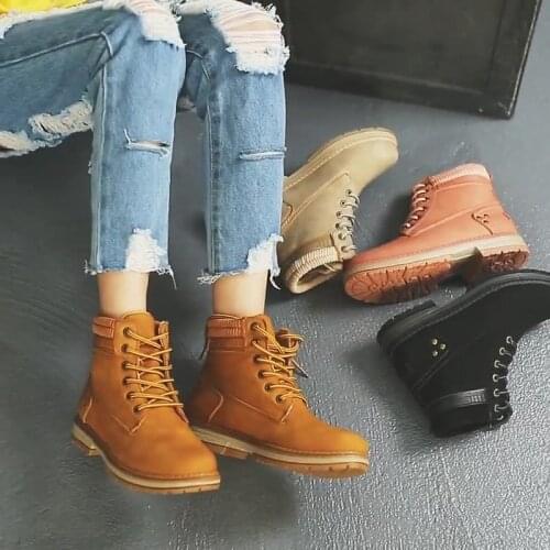 2021 Autumn Winter Shoes Women Plush Snow Boot Thick Heel Fashion Keep Warm Sneakers Ladies Lacing Ankle Botas Mujer Size 36-42