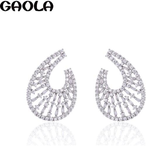 GAOLA Women Jewelry Teardrop Earring For Girl Geometric Zirconia Minimalist Cute Stud Earrings GLE7116Y