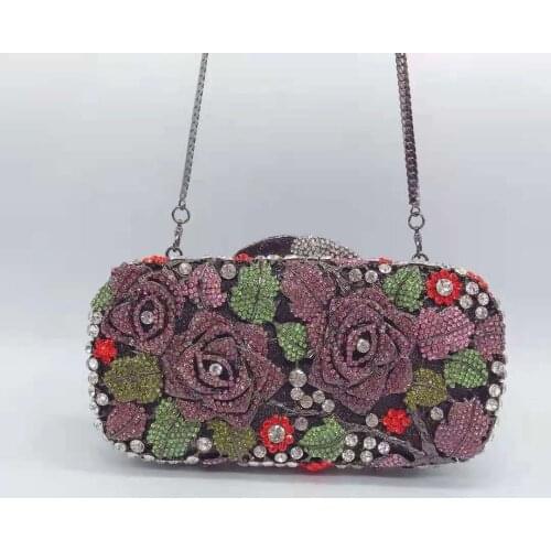 Lady Multi-Colored Rhinestone Women Flower Clutch Purse Luxury Designer Lady Party Prom Mini Clutches Bags Female Clutch Wallet
