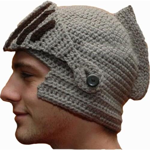 INDJXND Winter Funny Roman Men Beanies Knight Helmet Caps Knit Warm Cool Women Hats Handmade 2020 Party Gift Mask Beanie MA058