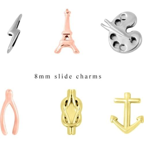 10pcs/lot Internal Dia 8mm Anchor Flash Painting Plate Slide Charm DIY Accessories fit 8mm wide belt pet collar