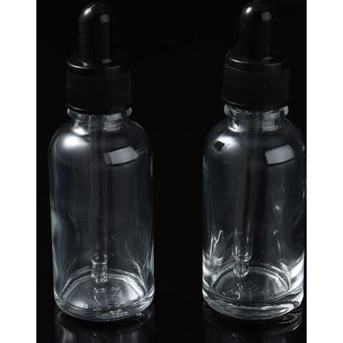 2pcs 30ml Transparent Glass Liquid Dropper Essential Oil Vial Eye Pipette Refillable Bottles For Massage Beauty Shop Hair Salon