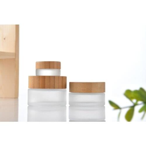 30g Cream Bottle Bamboo Wood Cover Glass Cosmetic Bottle Lip Gloss Containers
