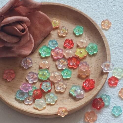 30pcs Colorful translucent Epoxy resin flowers 9.5/11.5mm 1 hole flatback scrapbooking DIY Embellishments decor