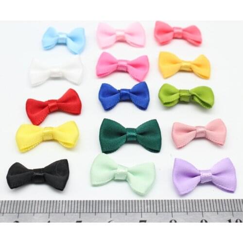 300pcs Mini Fabric Ribbon Bow Tie Tiny Satin Bows mix color 20mm x 12mm Hair Accessory Jewelery Making Wedding favor display