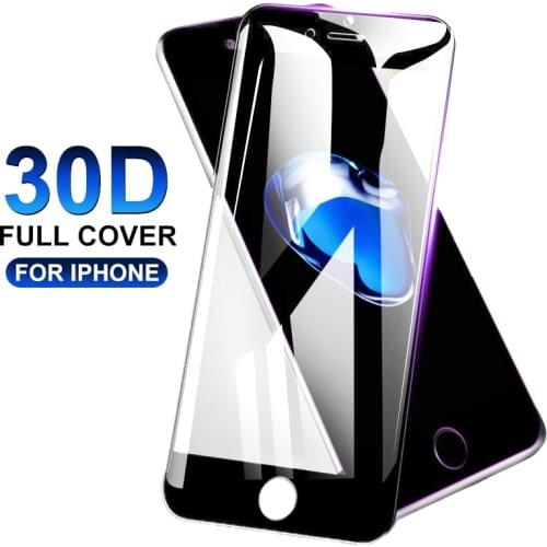 30D Tempered Protective Glass on For iPhone 8 7 6 Plus Screen Protector iPhone X Xr Xs 11 12 Pro Max glass on SE 2020 Full Cover