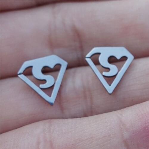 6 pairs/lot Stainless Steel Stud Earrings Fashion Alphabet S Jewelry For Women Girls