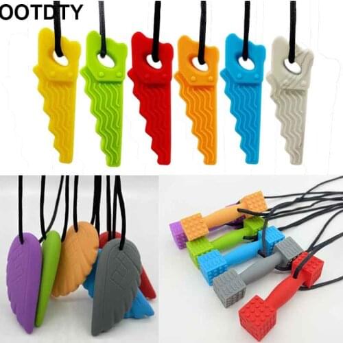 6Pcs/Set Chewing Necklace Autism ADHD Biting Sensory Toy Baby Teether Child Baby Teething Tubes Chew Toy