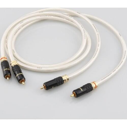A26 HiFi Signature OFC Silver Plated RCA Cable Interconnect Cable With Gold Plated RCA plugs