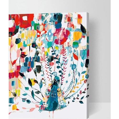 Abstract Peacock Painting Paint By Number Peacock Colorful Peacock Oil Painting On Canvas Wolf Painting Peacock Decorpeacock Art