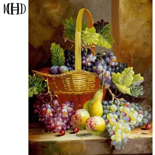 NEW Rhinestone DIY Diamond Painting Fruit Icons Full & Round 5D Diamond Mosaic Grape Square Diamonds