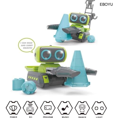 EBOYU 968 IR Control Car DIY Assembly Space Programming Engineering Forklift Vehicle RC Car with Light Music Toy Gift for Kids