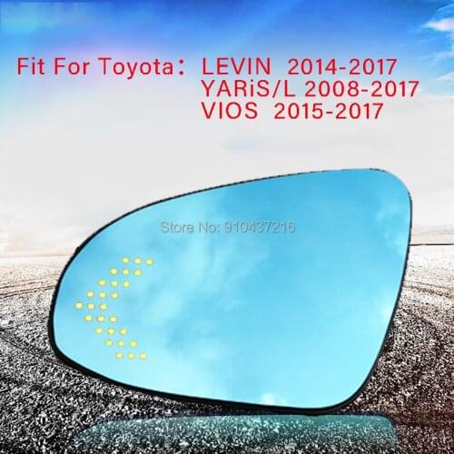 For Toyota LEVIN YARiS/L VIOS Car Rearview Mirror Glare Proof Blue Glasses Led Lamp Heated turn single Marquee Large view