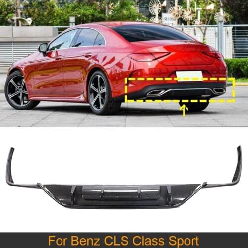 Car Rear Bumper Diffuser For Mercedes Benz CLS Class CLS400 CLS550 Sport Sedan 2018 2019 Rear Bumper Diffuser Lip Carbon Fiber