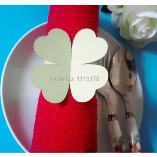 Free shipping Cheap paper napkin ring napkin holder wedding clover napkin holders buckles Wedding Party Decorations