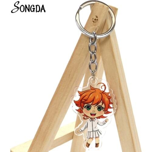 The Promised Neverland Keychain Anime Yakusoku no Neverland Emma Norman Ray Acrylic Key Chain Ring Holder for Women Men Gifts