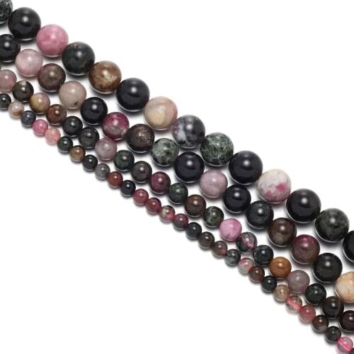 Natural Stone Beads Round Tourmaline Fashion Jewelry Loose Spacer Beaded For jewelry making DIY Necklace Bracelet Accessories