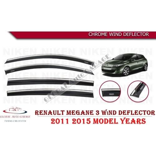 For RENAULT MEGANE 3 Chrome Rain Wind Deflector 2008-2016 Sunshade Curtains Car Windshield Auto Accessory Universal Body kit