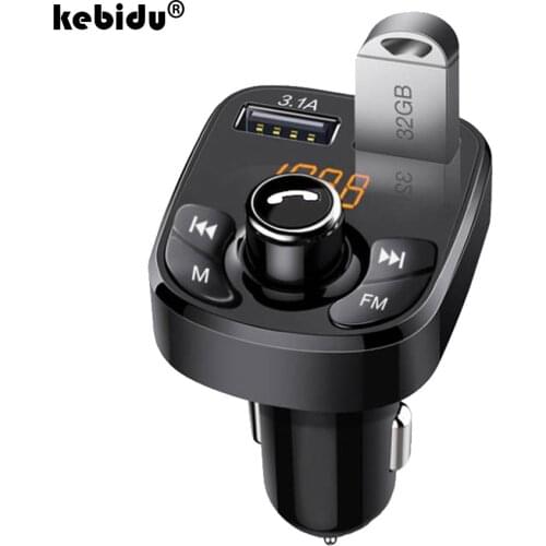 Handsfree Bluetooth 5.0 FM Transmitter Car Kit Dual USB Phone Charger Support USB Aux Music MP3 Player FM Modulator